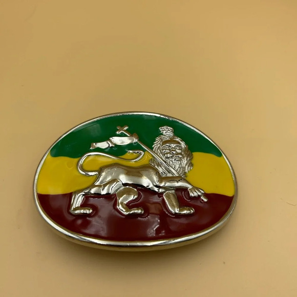 Rastafarian Lion of Judah Reggae Culture Metal Belt Buckle - Picture 1 of 2
